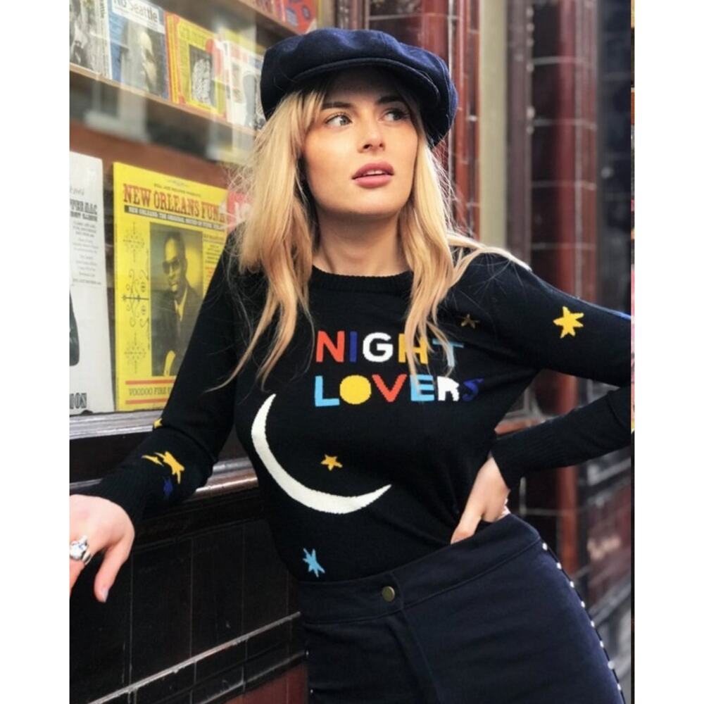 Stoned Immaculate M black night lover 100% wool sweater